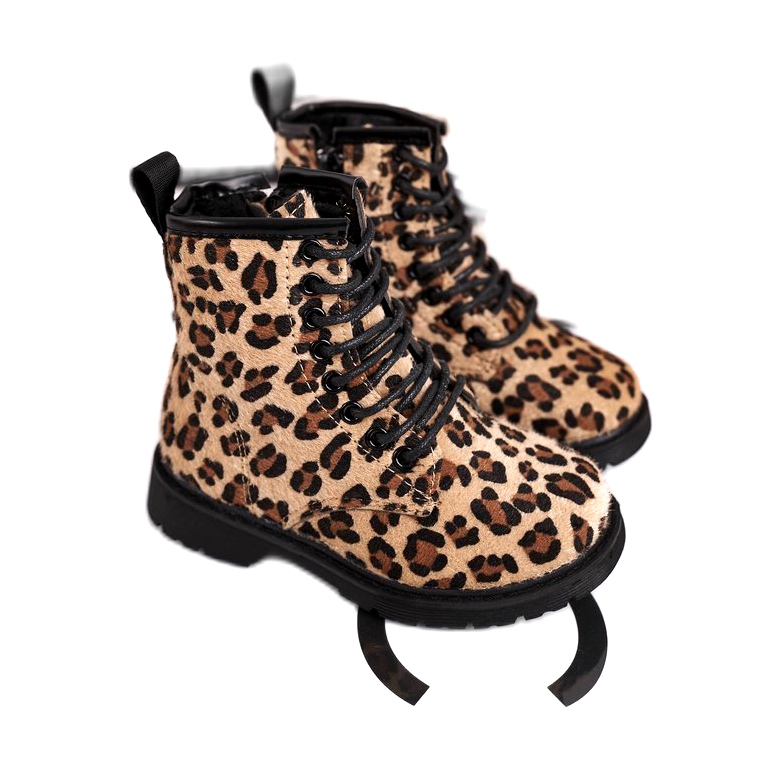 FRROCK Stivali da bambino con motivo leopardato Dafne beige marrone nero