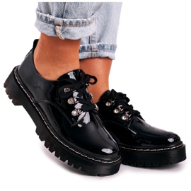S.Barski Scarpe Oxford Da Donna Sulla Piattaforma S. Barski HX15 Laccato Nero