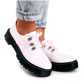 S.Barski Scarpe Brogue Donna Oxfords On the Platform S. Barski HX15 Laccato Bianco