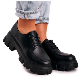 Scarpe Oxford da donna su una piattaforma massiccia S.Barski HX23 Black nero