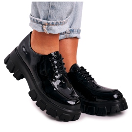 S.Barski Scarpe Oxford da donna sulla piattaforma massiccia S. Barski HX23 laccato nero
