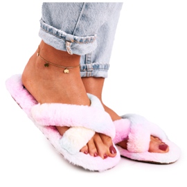 FJ1 Pantofole in pelliccia da donna Colourful Cozy Time rosa multicolore