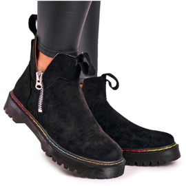 Stivaletti Chelsea da donna con cuciture colorate in camoscio nero Addison