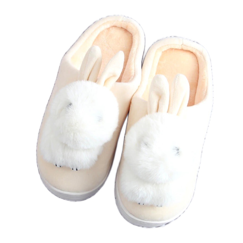 Ciabatte da donna coniglietti beige MA01 Beige écru