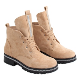 Stivali da donna stringati beige NC1035 Khaki d'argento