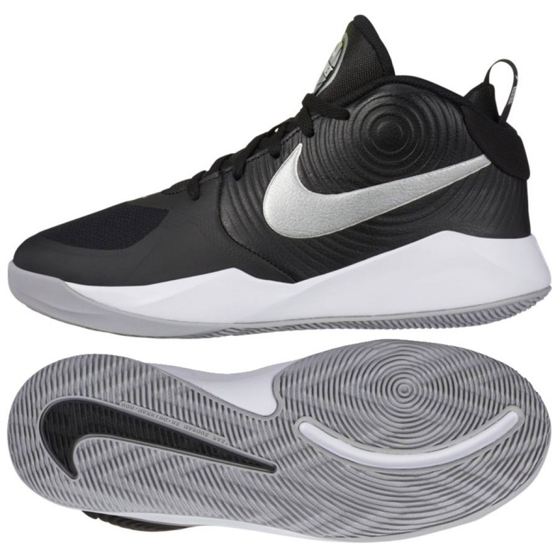 Scarpa da basket Nike Team Hustle D 9 (GS) Jr AQ4224 001 bianco, bianco, nero nero