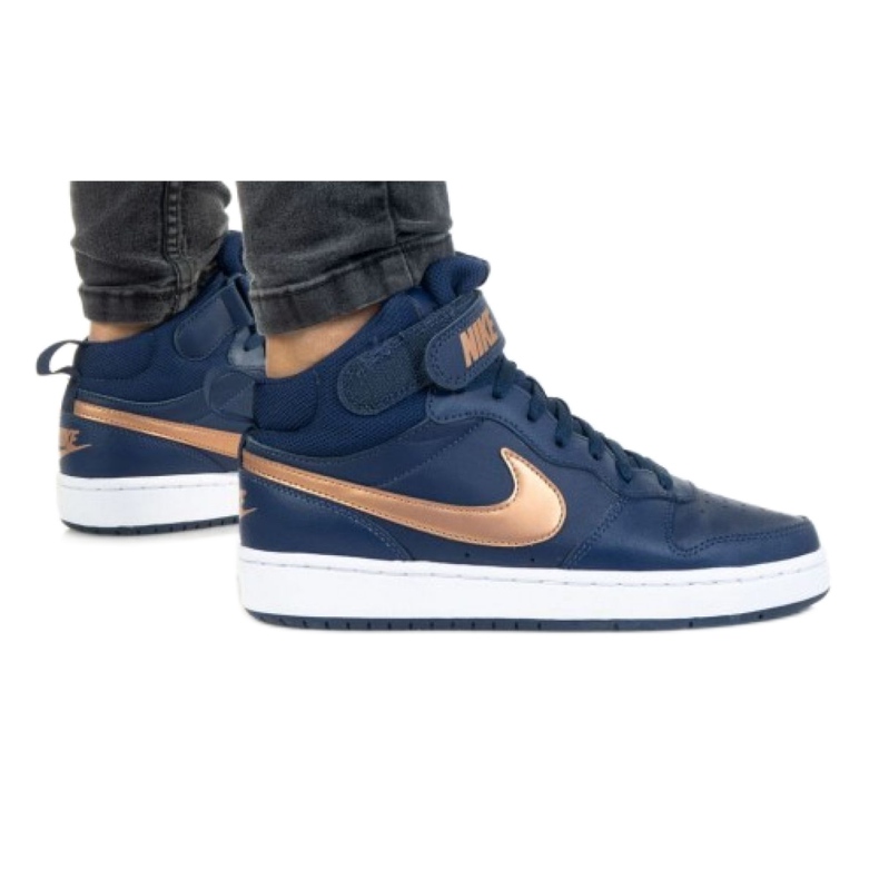 Nike Court Borough Mid 2 Jr CD7782-400 scarpe nero blu navy