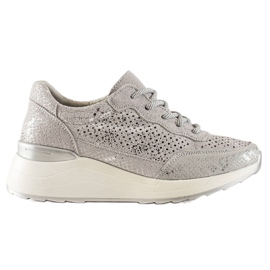 Goodin Sneakers in pelle alla moda d'argento grigio