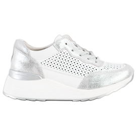Goodin Sneakers in pelle alla moda bianco argento