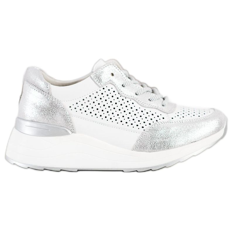 Goodin Sneakers in pelle alla moda bianca d'argento