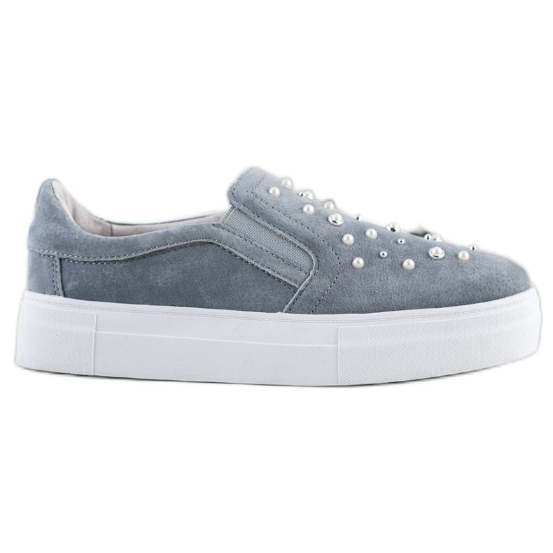 Filippo Slip in Pelle Con Perle grigio