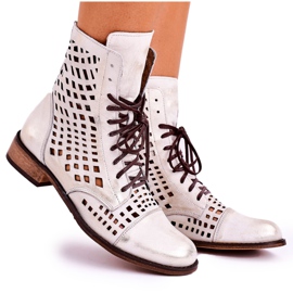 Nicole Stivali da donna in pelle bianca traforata Abigail bianco