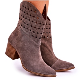 Nicole Stivali da cowboy da donna con tacco in pelle scamosciata marrone Emily