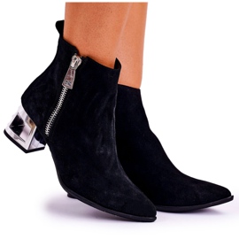 Nicole Stivali Da Donna Con Tacco Argento Camoscio Nero Norah