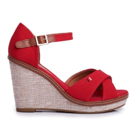 SEA Sandali da donna con zeppa rossi LaMane beige rosso
