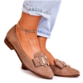 Nicole Mocassini da donna in pelle scamosciata Ballerine Marroni chiaro Mary-Jane marrone