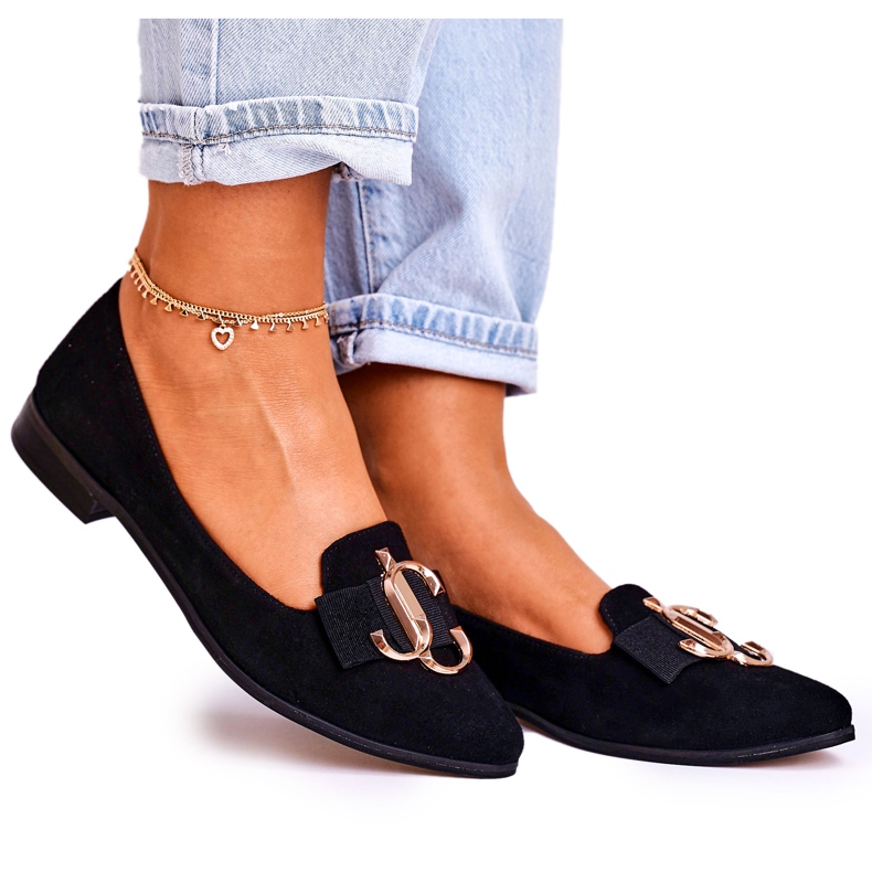 Nicole Mocassini da donna in camoscio Ballerine Mary-Jane nere nero