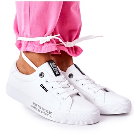 Sneakers da donna in pelle con la scritta Big Star EE274316 White bianca