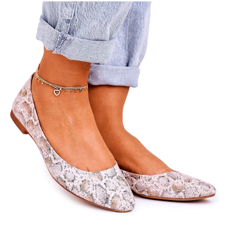 Ballerine in pelle da donna Maciejka Beige Oro 04100-22 multicolore d'oro