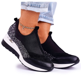Nicole Sneakers da donna in pelle con zeppa Nero Argento Frances