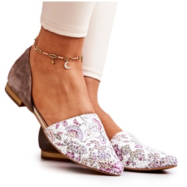 Eleganti Ballerine In Pelle Con Fiori Laura Messi 1110 Bianco bianca