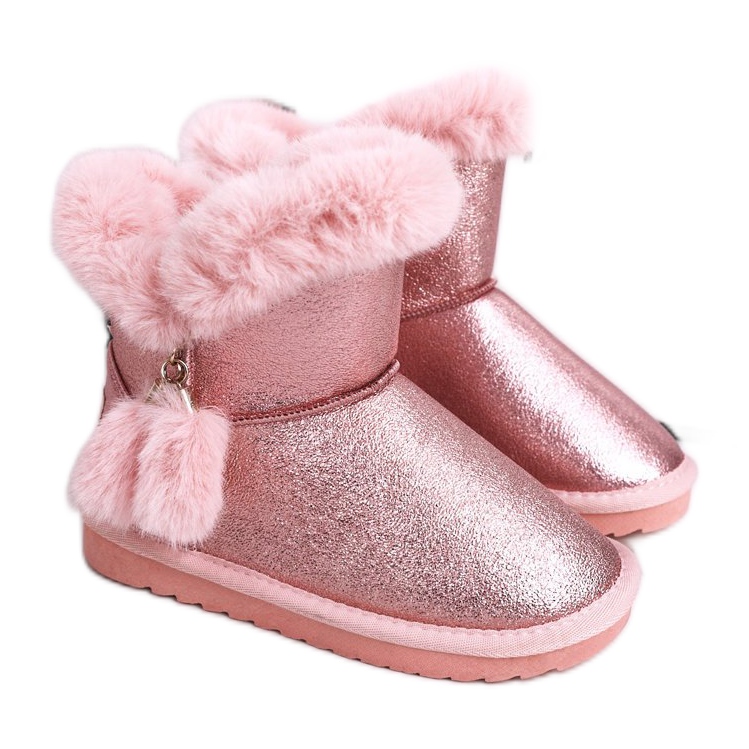 Apawwa Caldi stivali da neve per bambini con pompon rosa Clara