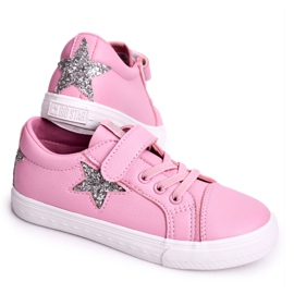 Big Star Sneakers in pelle per bambini con una stella grande stella DD374104 rosa ['rosa']