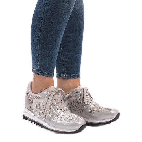 Sneakers argento sulla zeppa G-125 d'argento