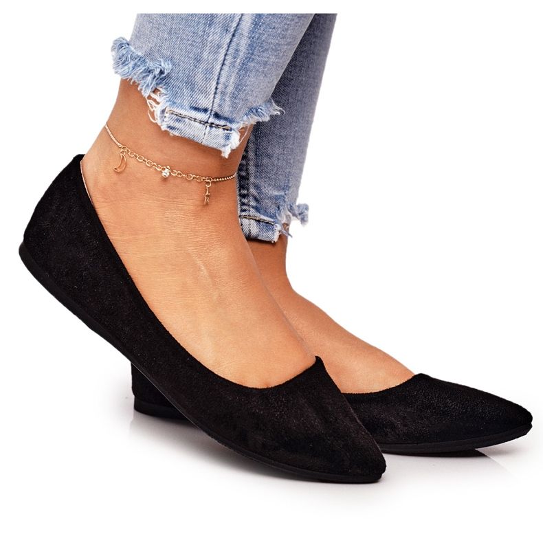 PS1 Delicata Ballerina In Pelle Scamosciata Nera Spitz Dermeno nero
