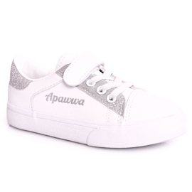 Apawwa Sneakers Bambini Con Broccato Bianco e Argento Camila