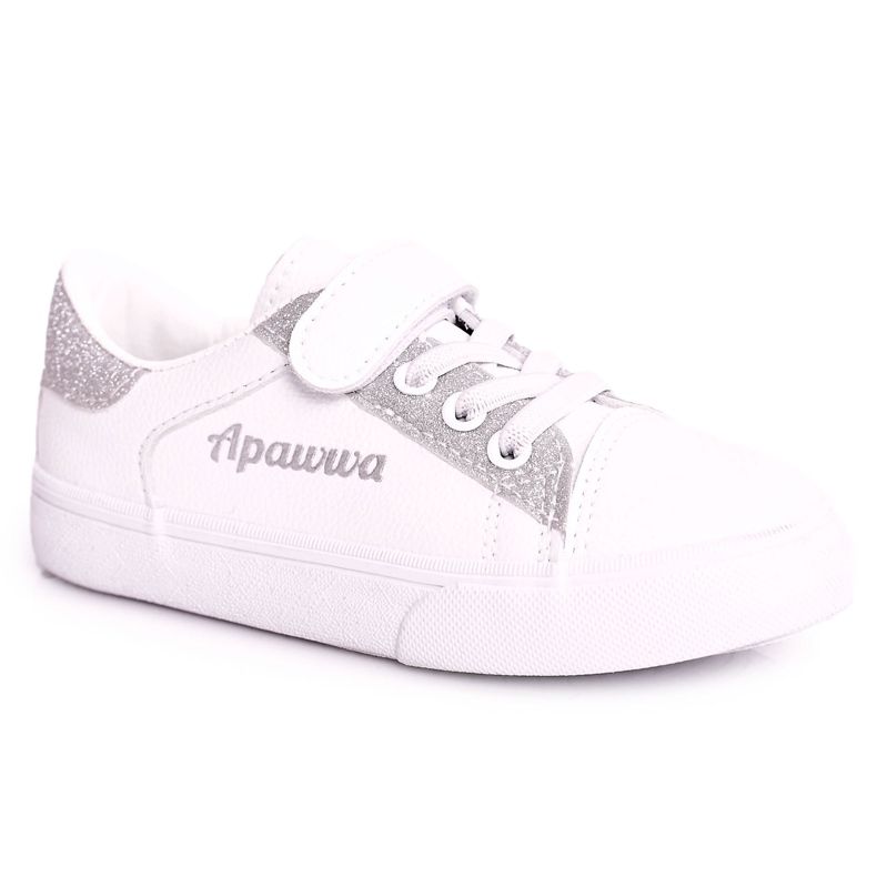Apawwa Sneakers Bambini Con Broccato Bianco e Argento Camila bianca