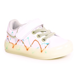 Apawwa Scarpe Sportive Bambino Con Suola Illuminata Led Bianco-Verde Disco bianca