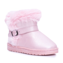 BUGO Caldi stivali da neve per bambini con pelliccia Pink JellyBeans rosa