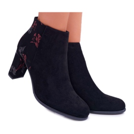Stivali Da Donna Con Tacco Alto Sergio Leone Con Fiori Rosa Folk Nero Eros2