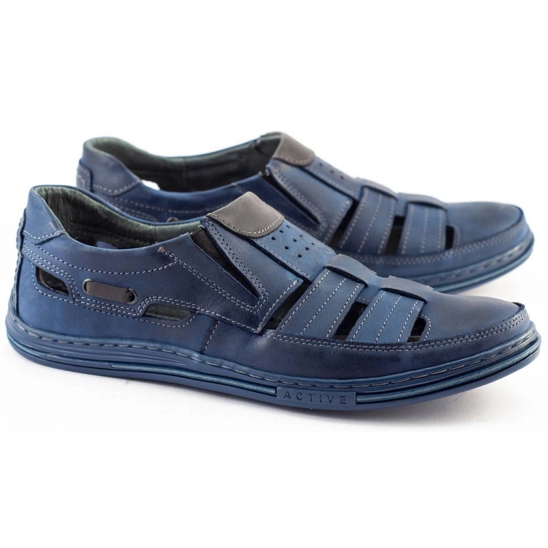 Polbut Scarpe da uomo traforate 06 per l'estate blu navy