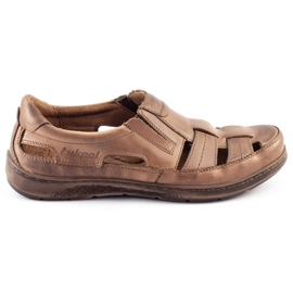 ŁUKPOL Scarpe uomo traforate 978 per l'estate marrone