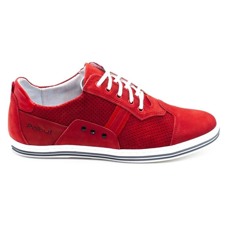Polbut Scarpe casual da uomo 1801P rosso nabuk