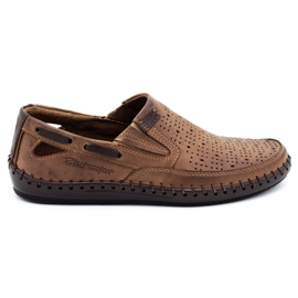 Polbut Scarpe da uomo, mocassini traforati J68L marroni marrone