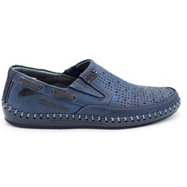 Polbut Scarpe uomo mocassini traforati J68L blu navy