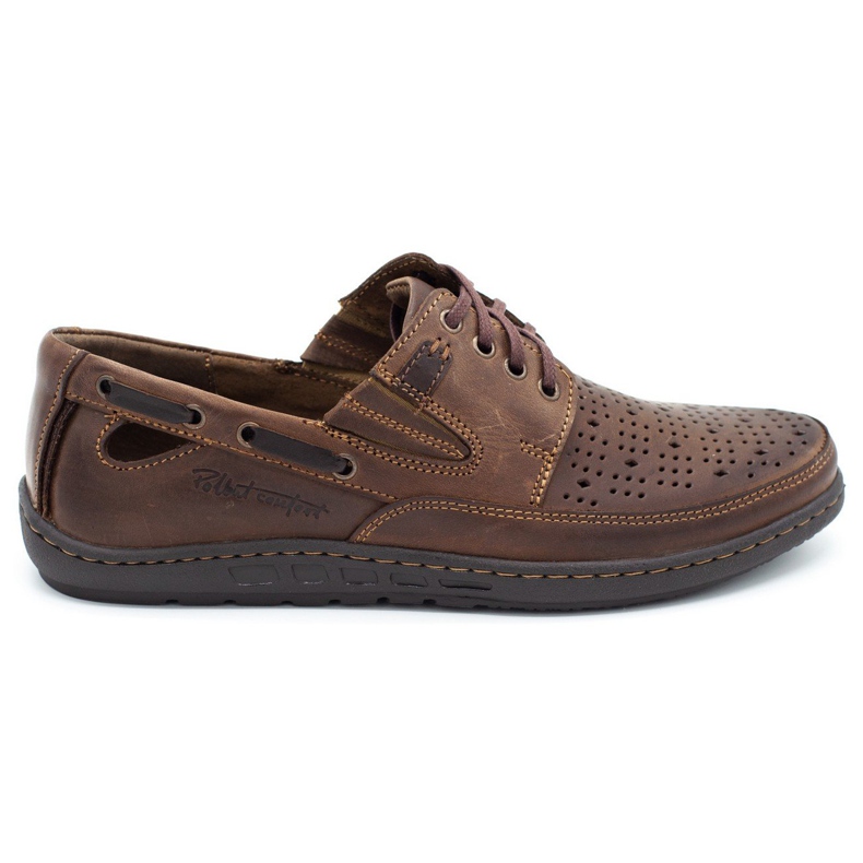 Polbut Scarpe da uomo, mocassini traforati J69 / 2L marrone