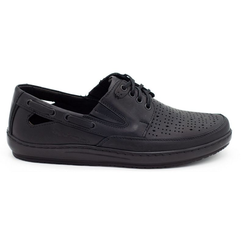 Polbut Scarpe da uomo, mocassini traforati J69 / 2L nero