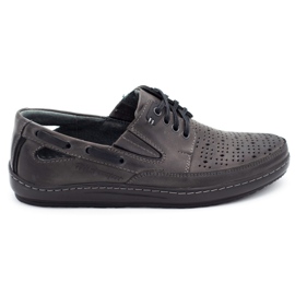 Polbut Scarpe da uomo, mocassini traforati J69 / 2L grigio