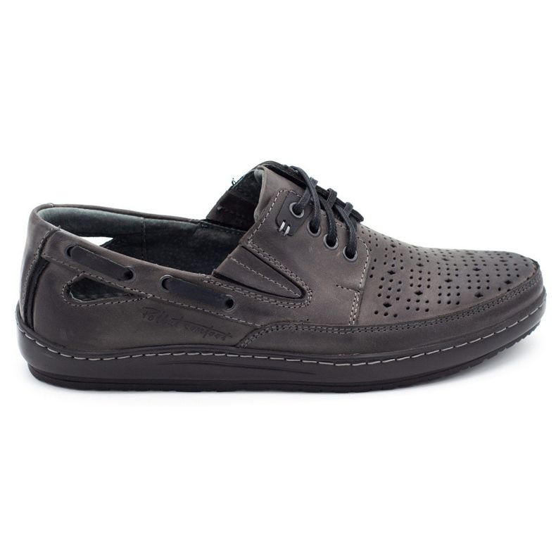 Polbut Scarpe da uomo, mocassini traforati J69 / 2L grigio