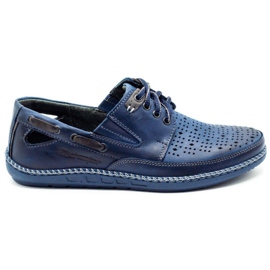 Polbut Scarpe da uomo, mocassini traforati J69 / 3L blu navy