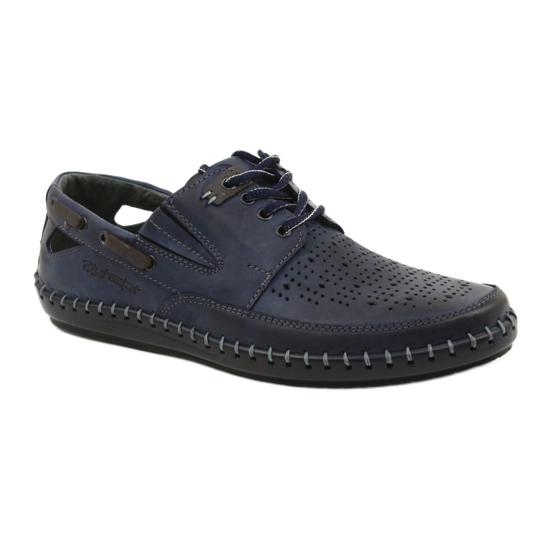 Polbut Scarpe da uomo, mocassini traforati J69L blu navy