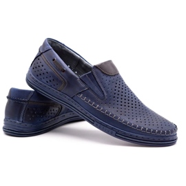 Polbut Scarpe da uomo in pelle 09 per l'estate Blu navy