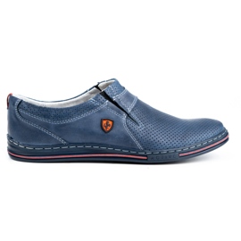 Polbut Scarpe da uomo in pelle 362 con perforazione blu navy