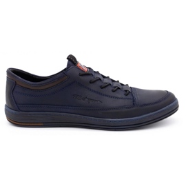 Polbut Scarpe casual da uomo in pelle K22 blu navy con marrone multicolore