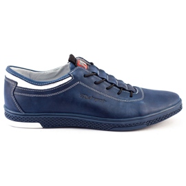 Polbut Scarpe casual da uomo in pelle K23 blu navy con bianco