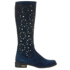 Olivier Stivali traforati blu navy da donna